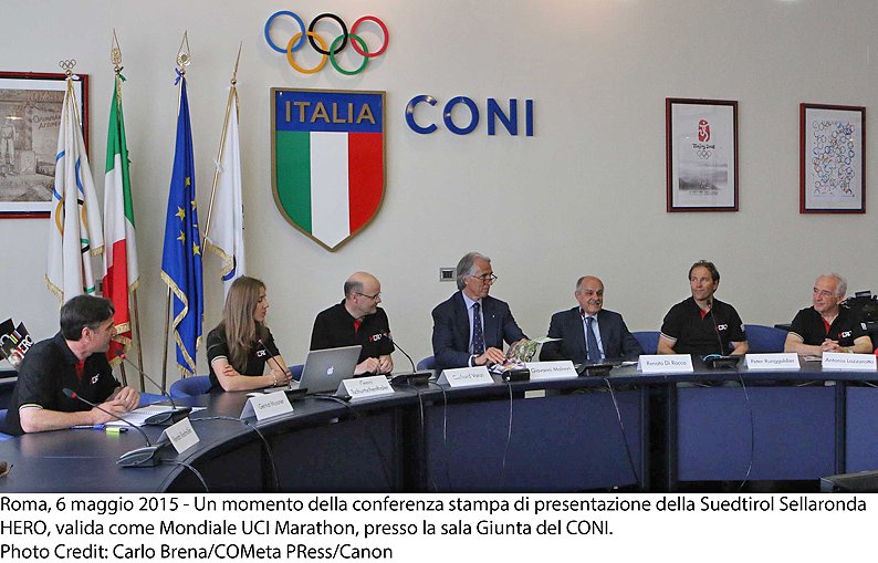 Una fase della conferenza stampa presso la sede del CONI di Roma 