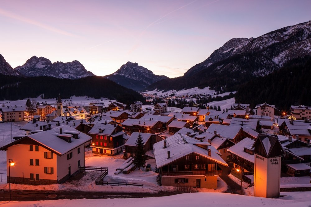 Sappada, tramonto invernale. Foto: M.Crivellari