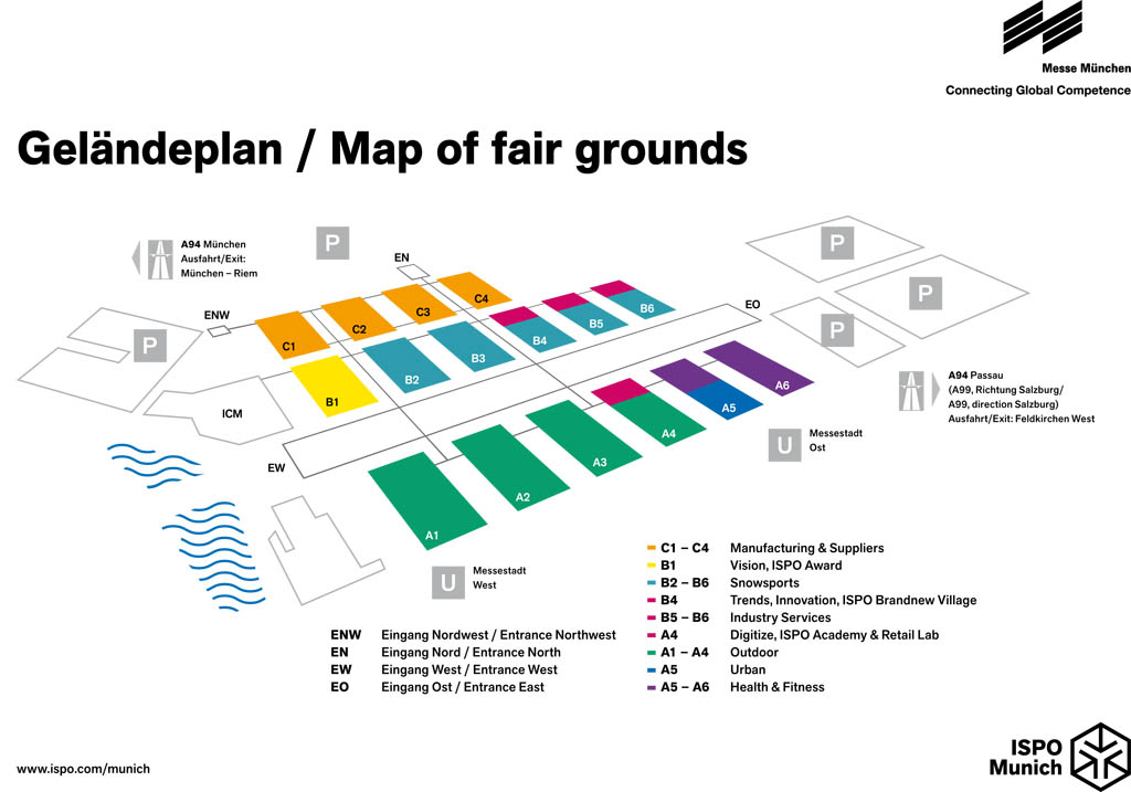 La mappa dei padiglioni di ISPO 2018