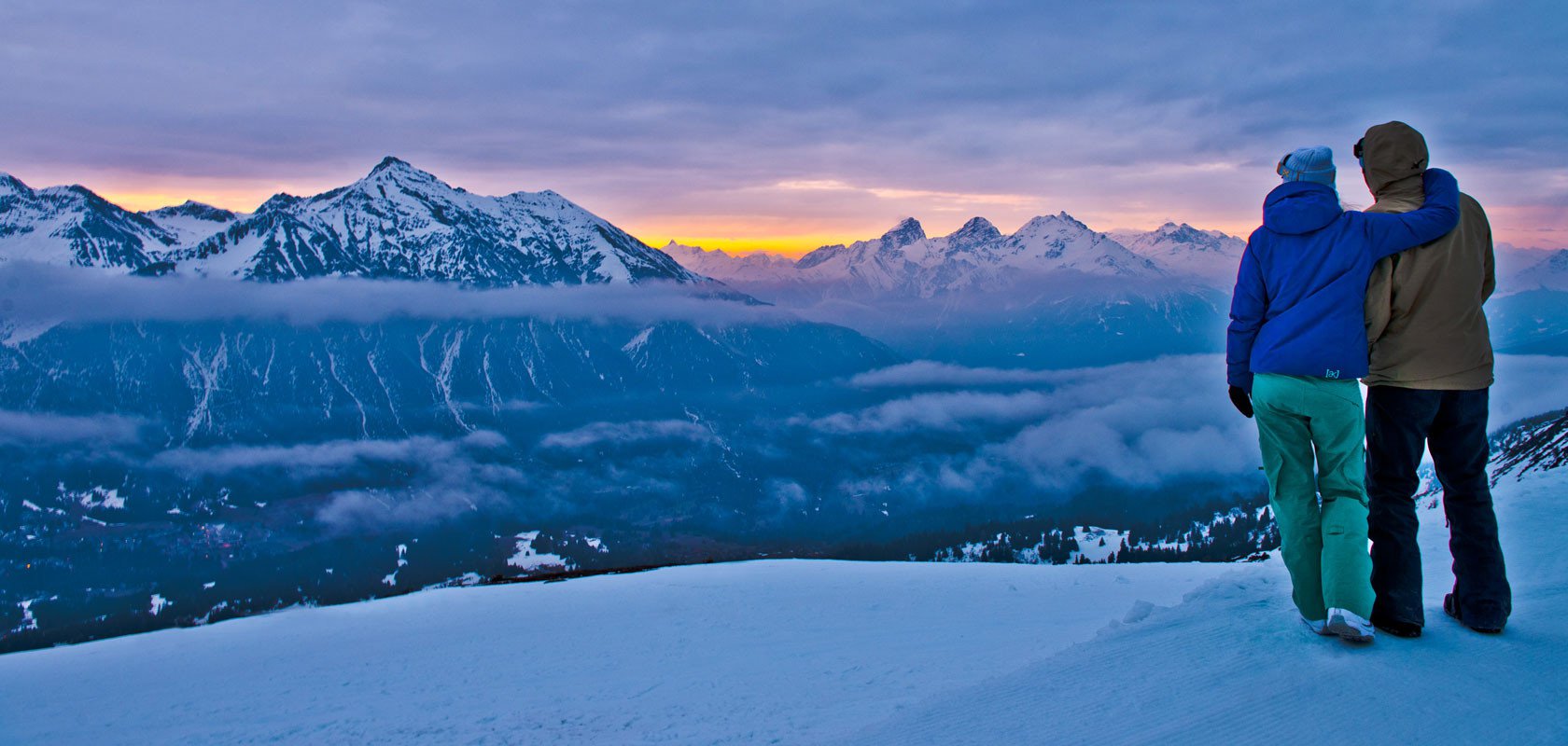 Tramonto invernale sulle Alpi di Lenzerheide