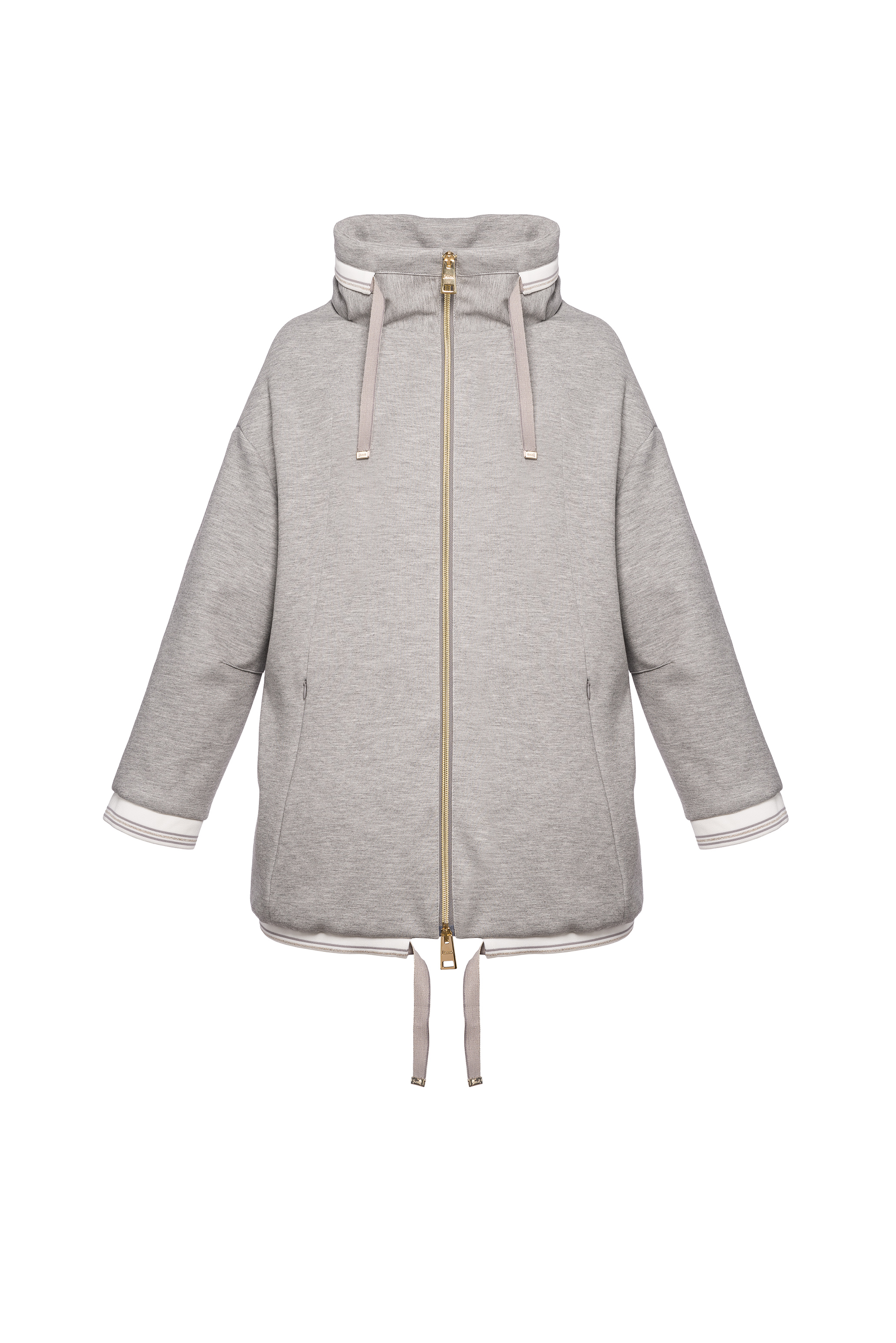 HERNO - Direttamente dal mondo gym rivisitato con stile, il bomber oversize è in felpa tinta unita con inserti metallici, coulisse regolabili e cappuccio ripiegabile.