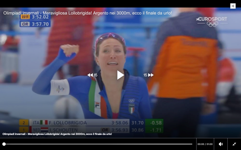 Olimpiadi Pechino 2022: video Francesca Lollobrigida medaglia d’argento
