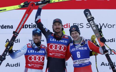 SKI WORLD CUP 2023/2024- Aa Kilde (Nor) Bryce Bennet (Usa) Marco Odermatt (Swi) Val Gardena , Italia, 14 /12 /2023 , photo /Alessandro Trovati/ Pentaphoto