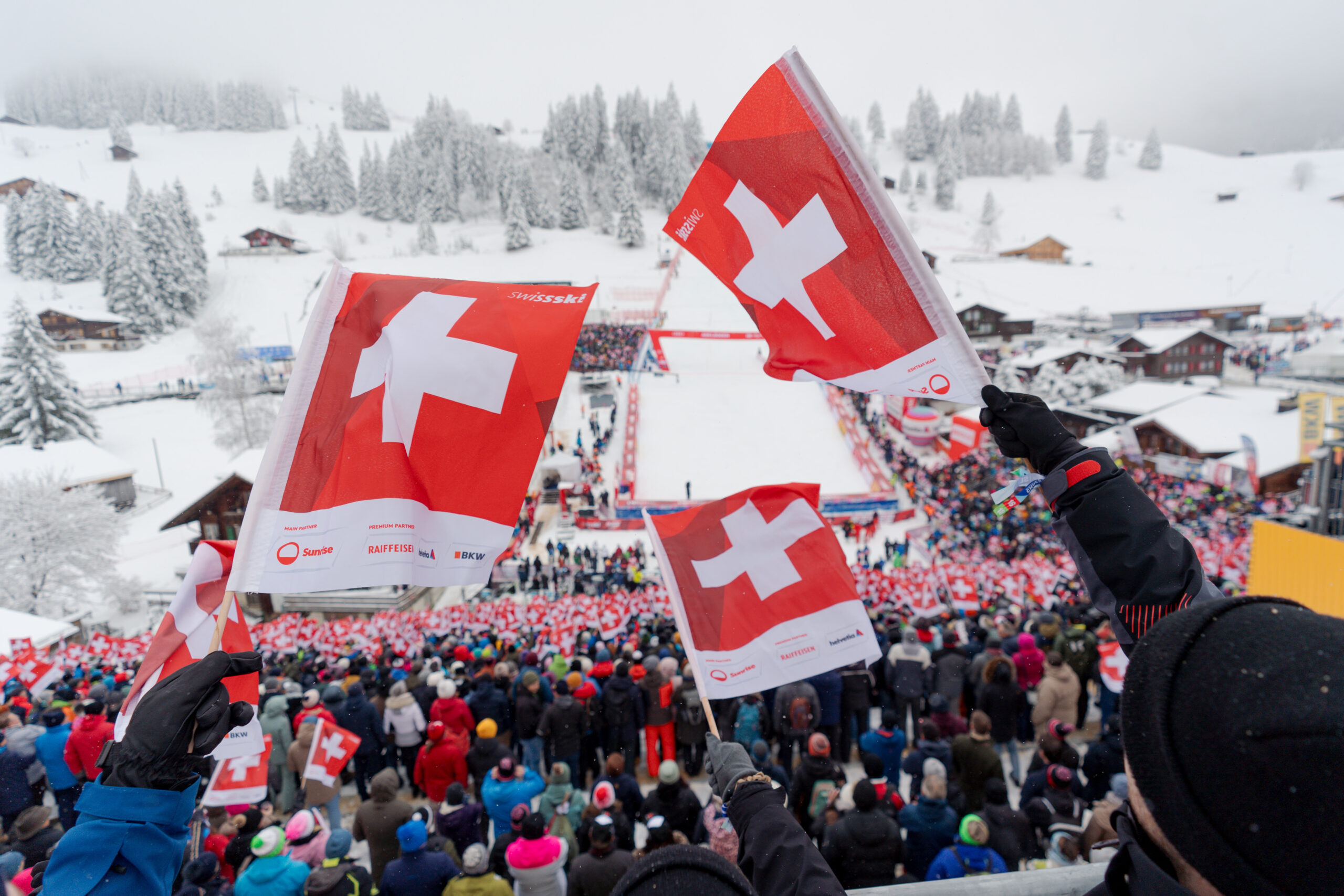 Impressionen vom 2. Lauf des Slalom am Audi Fis Ski Weltcup Adelboden fotografiert am Sonntag, 7. Januar 2024 in Adelboden. (Ski Weltcup Adelboden / Manuel Lopez)