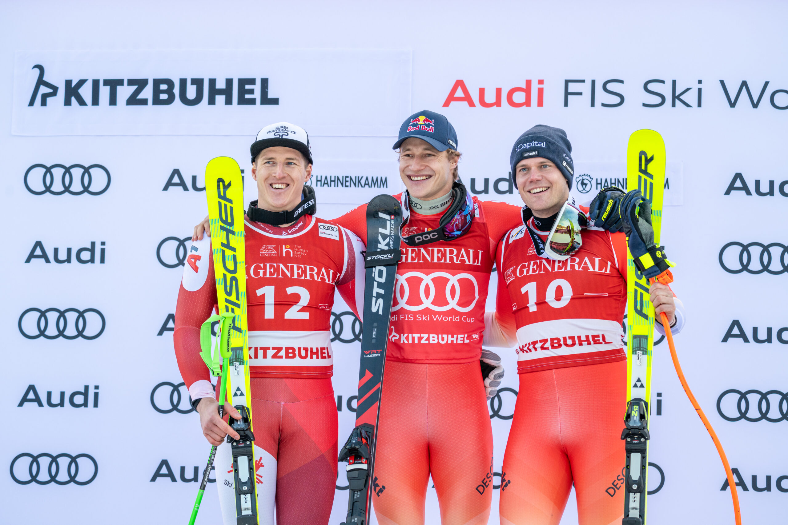 Il podio del supergigante di Kitzbüehel 2025 - © KSC / klecha