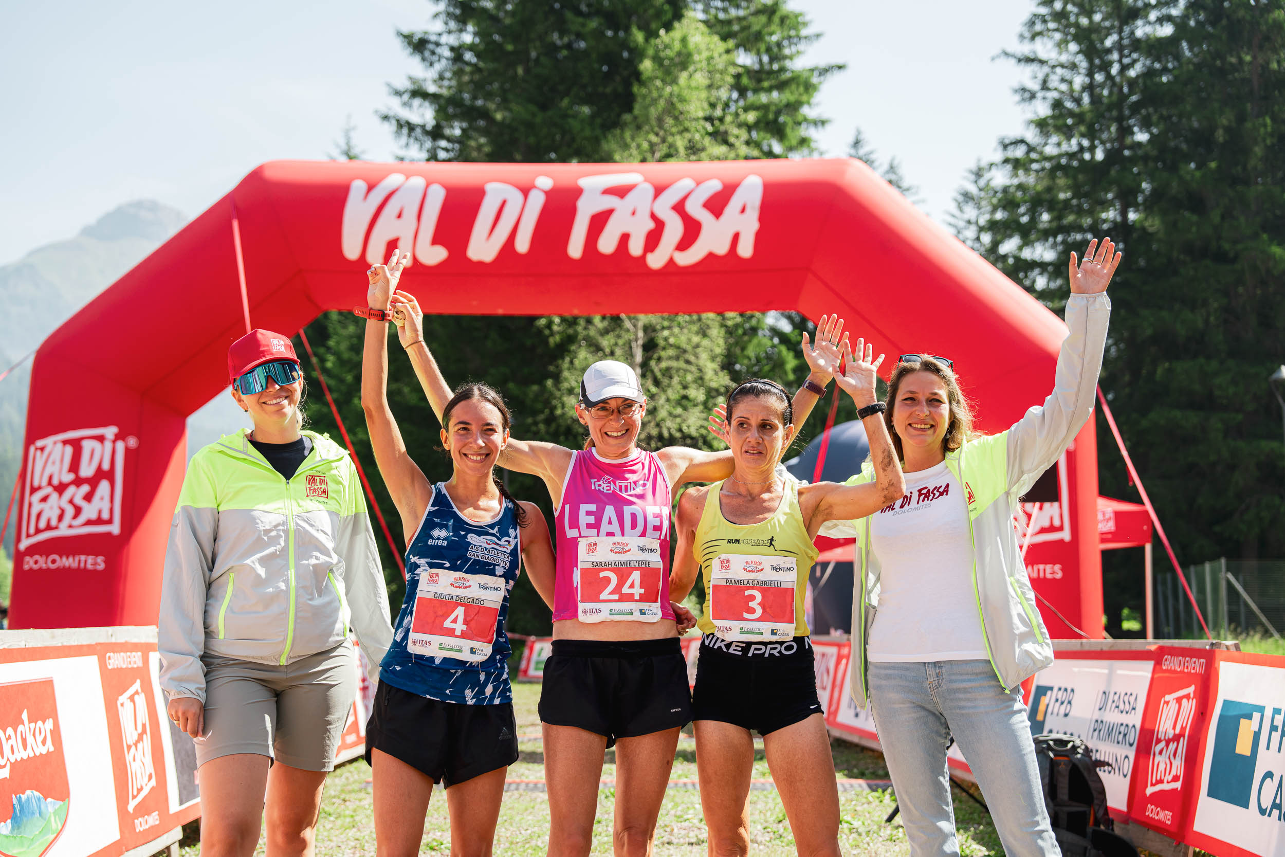 Val di Fassa Running 2025, podio femminile 4ª tappa - foto Mattia Rizzi