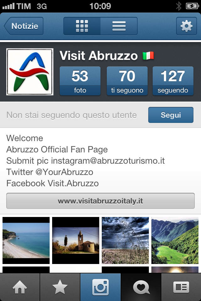 E’ attivo Yourabruzzo, profilo social dell’Abruzzo su Instagram