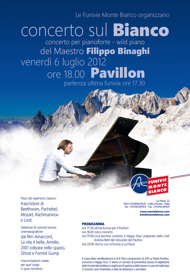 Sul Monte Bianco il concerto del pianista Filippo Binaghi