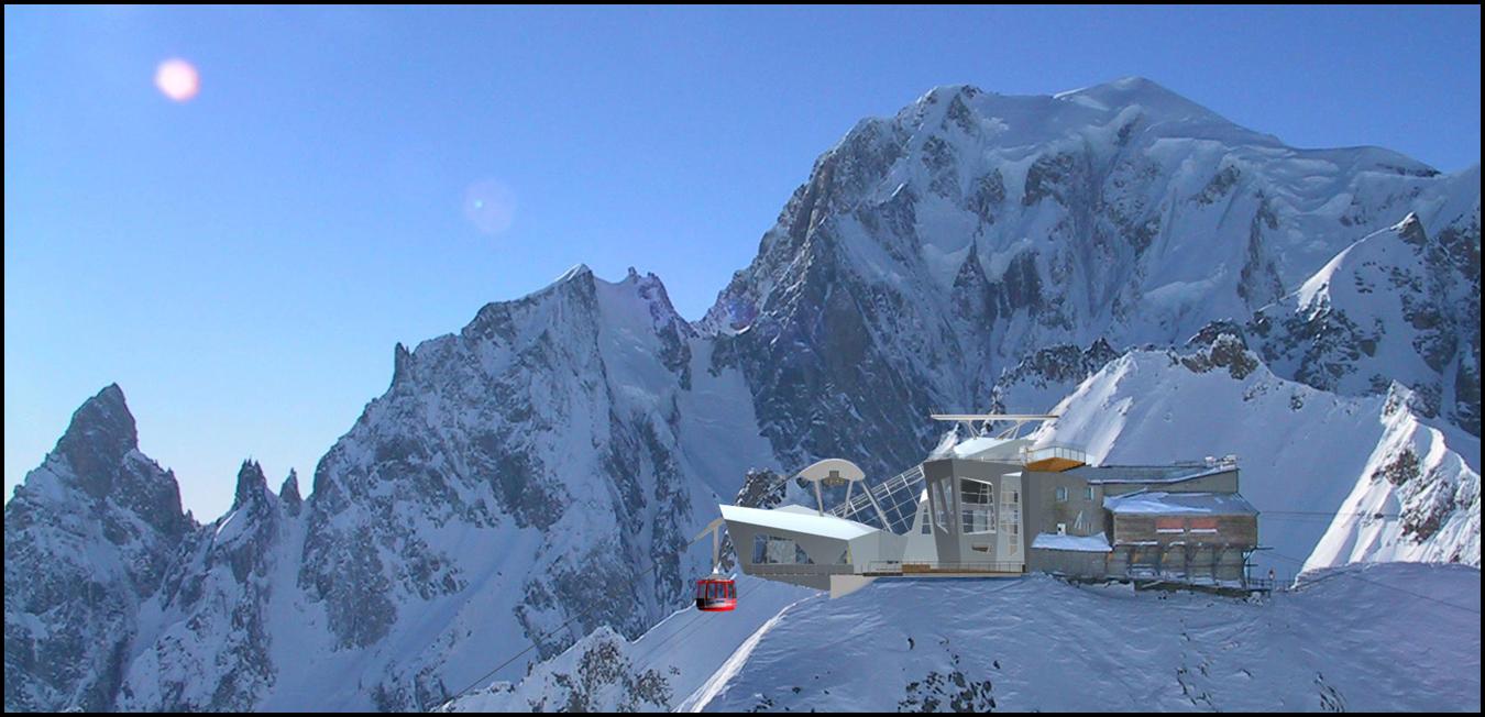 I lavori di costruzione della nuova funivia del Monte Bianco